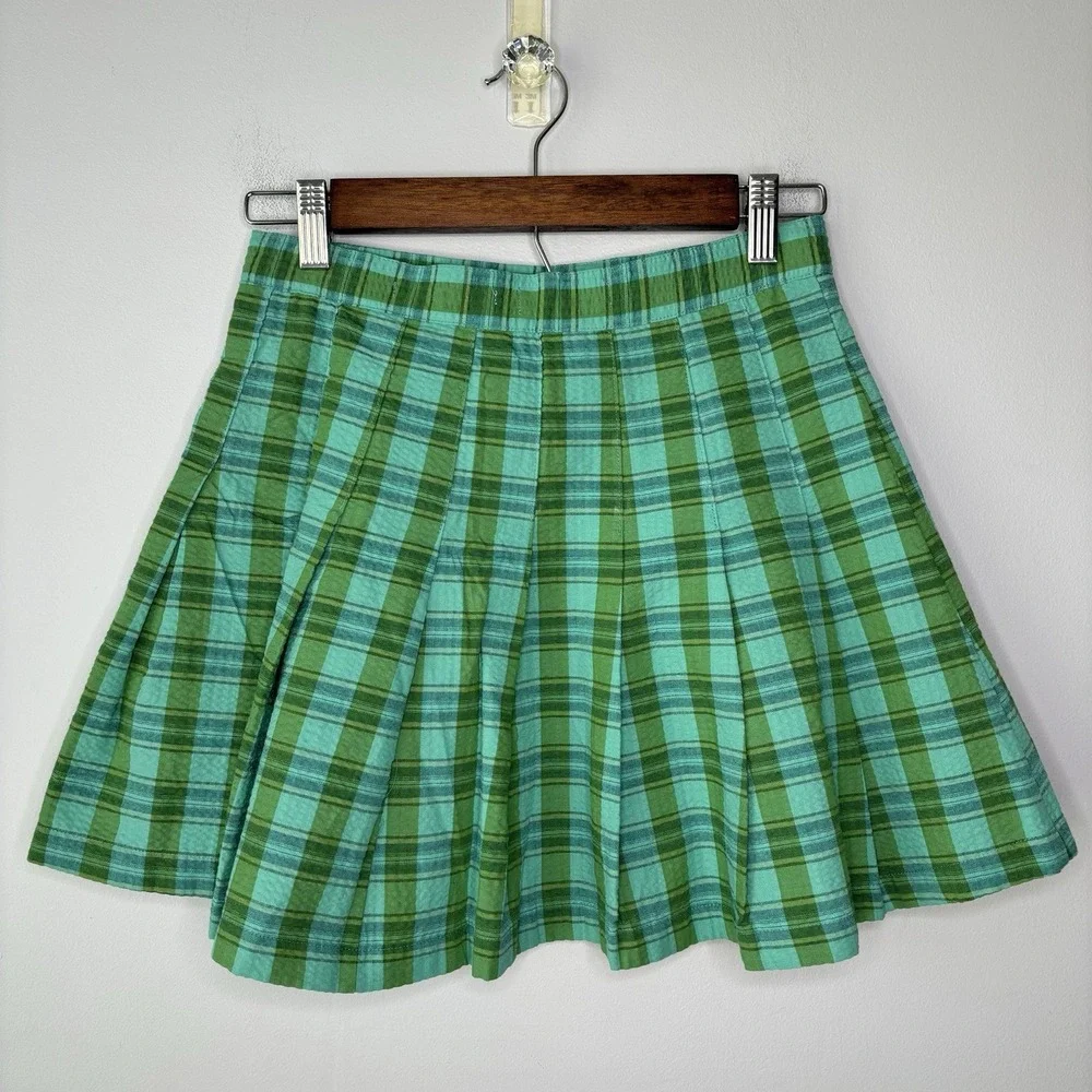Urban Outfitters Skirt Green Plaid Small School Girl Mini Pleated Grunge Y2K 90s